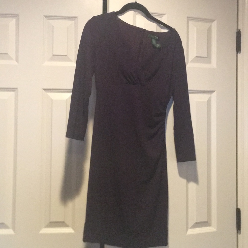 Plum  V neck  dress